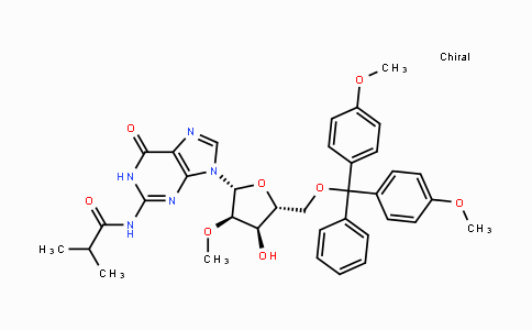 CAS No. 114745-26-5, N-(9-((2R,3R,4R,5R)-5-((Bis(4-methoxyphenyl)(phenyl)methoxy)methyl)-4-hydroxy-3-methoxytetrahydrofuran-2-yl)-6-oxo-6,9-dihydro-1H-purin-2-yl)isobutyramide