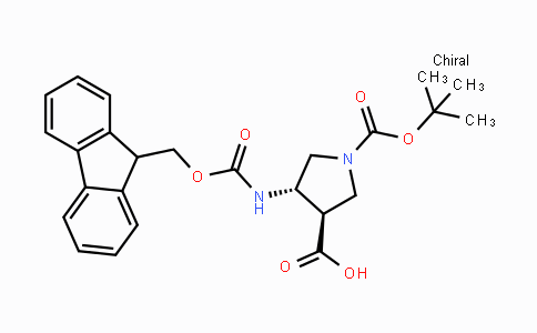 CAS No. 267230-44-4, (3R,4S)-4-((((9H-Fluoren-9-yl)methoxy)carbonyl)amino)-1-(tert-butoxycarbonyl)pyrrolidine-3-carboxylic acid