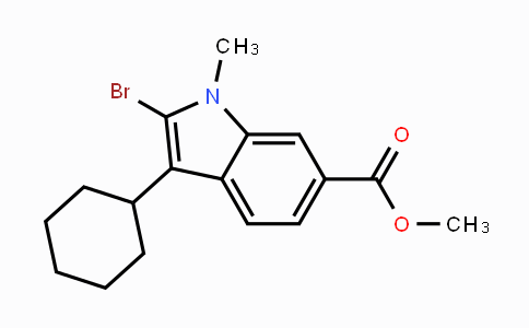 CAS No. 494799-22-3, Methyl 2-bromo-3-cyclohexyl-1-methyl-1H-indole-6-carboxylate