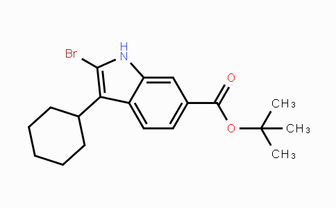 CAS No. 879498-90-5, tert-Butyl 2-bromo-3-cyclohexyl-1H-indole-6-carboxylate