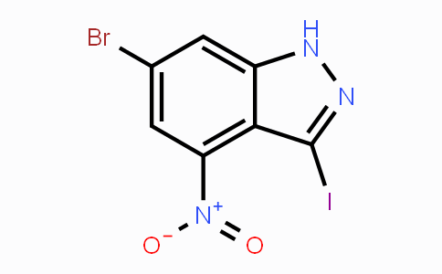 CAS No. 885519-45-9, 6-Bromo-3-iodo-4-nitro-1H-indazole