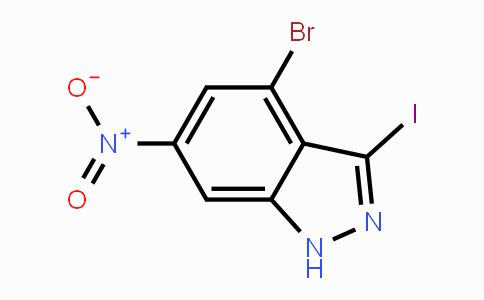 CAS No. 885519-55-1, 4-Bromo-3-iodo-6-nitro-1H-indazole