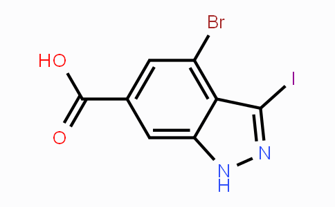 CAS No. 885523-54-6, 4-Bromo-3-iodo-1H-indazole-6-carboxylic acid