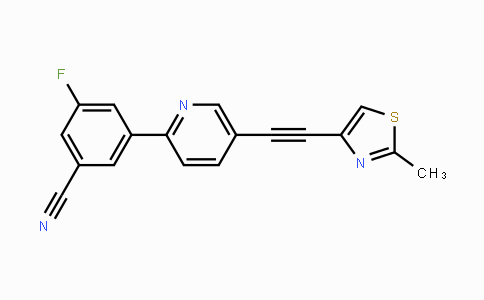 CAS No. 935685-90-8, 3-Fluoro-5-(5-((2-methylthiazol-4-yl)-ethynyl)pyridin-2-yl)benzonitrile