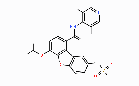 CAS No. 778576-62-8, N-(3,5-Dichloropyridin-4-yl)-4-(difluoromethoxy)-8-(methylsulfonamido)dibenzo[b,d]furan-1-carboxamide