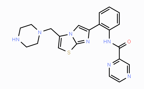 CAS No. 925435-54-7, N-(2-(3-(Piperazin-1-ylmethyl)imidazo[2,1-b]-thiazol-6-yl)phenyl)pyrazine-2-carboxamide