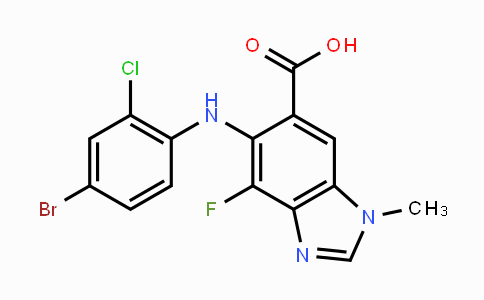CAS No. 606144-04-1, 5-((4-Bromo-2-chlorophenyl)amino)-4-fluoro-1-methyl-1H-benzo[d]imidazole-6-carboxylic acid