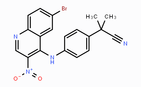 CAS No. 915019-51-1, 2-(4-((6-Bromo-3-nitroquinolin-4-yl)amino)-phenyl)-2-methylpropanenitrile