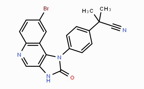 CAS No. 915019-53-3, 2-(4-(8-Bromo-2-oxo-2,3-dihydro-1H-imidazo-[4,5-c]quinolin-1-yl)phenyl)-2-methylpropanenitrile