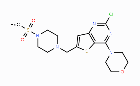 CAS No. 885675-66-1, 4-(2-Chloro-6-((4-(methylsulfonyl)piperazin-1-yl)-methyl)thieno[3,2-d]pyrimidin-4-yl)morpholine
