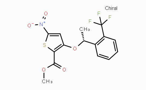 CAS No. 929039-94-1, (R)-Methyl 5-nitro-3-(1-(2-(trifluoromethyl)-phenyl)ethoxy)thiophene-2-carboxylate
