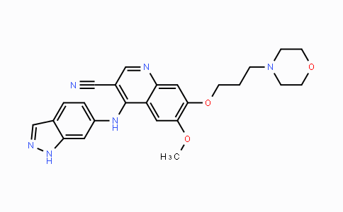 CAS No. 263170-58-7, 4-((1H-Indazol-6-yl)amino)-6-methoxy-7-(3-morpholino-propoxy)quinoline-3-carbonitrile