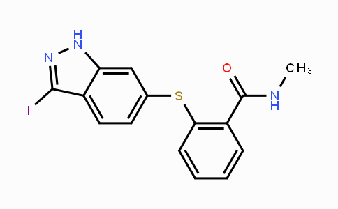 CAS No. 885126-34-1, 2-((3-Iodo-1H-indazol-6-yl)thio)-N-methylbenzamide