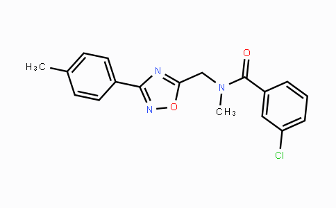 CAS No. 896659-80-6, 3-Chloro-N-methyl-N-((3-(p-tolyl)-1,2,4-oxadiazol-5-yl)methyl)benzamide
