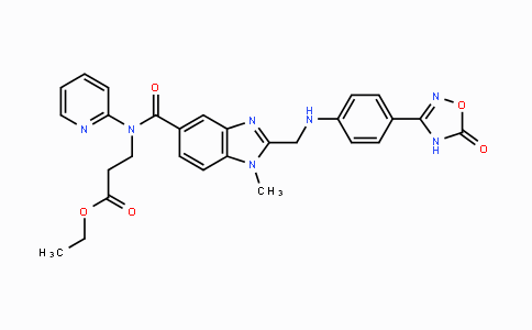 CAS No. 872728-84-2, Ethyl 3-(1-methyl-2-(((4-(5-oxo-4,5-dihydro-1,2,4-oxadiazol-3-yl)phenyl)amino)-methyl)-N-(pyridin-2-yl)-1H-benzo[d]imidazole-5-carboxamido)propanoate