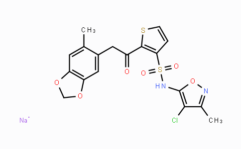 CAS No. 184036-34-8, N-(4-Chloro-3-methylisoxazol-5-yl)-2-(2-(6-methylbenzo-[d]-[1,3]dioxol-5-yl)acetyl)thiophene-3-sulfonamide, sodium salt