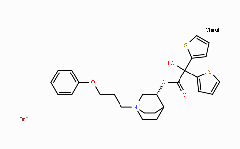 CAS No. 320345-99-1, (3R)-3-(2-Hydroxy-2,2-di(thiophen-2-yl)acetoxy)-1-(3-phenoxypropyl)quinuclidin-1-ium bromide