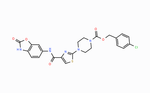 CAS No. 1141394-87-7, 4-Chlorobenzyl 4-(4-((2-oxo-2,3-dihydrobenzo[d]oxazol-6-yl)carbamoyl)thiazol-2-yl)piperazine-1-carboxylate
