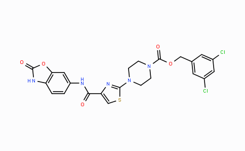 CAS No. 1141395-04-1, 3,5-Dichlorobenzyl 4-(4-((2-oxo-2,3-dihydrobenzo[d]oxazol-6-yl)carbamoyl)thiazol-2-yl)piperazine-1-carboxylate