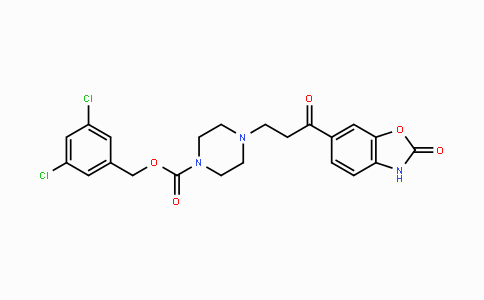 CAS No. 1144035-53-9, 3,5-Dichlorobenzyl 4-(3-oxo-3-(2-oxo-2,3-dihydrobenzo-[d]oxazol-6-yl)propyl)piperazine-1-carboxylate