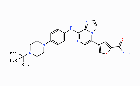 CAS No. 959754-85-9, 4-(8-((4-(4-(tert-Butyl)piperazin-1-yl)phenyl)amino)-[1,2,4]triazolo[1,5-a]pyrazin-5-yl)furan-2-carboxamide