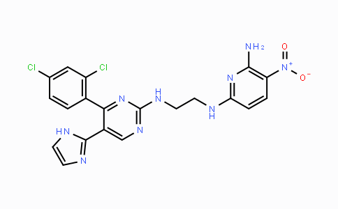 CAS No. 556813-39-9, N2-(2-((4-(2,4-Dichlorophenyl)-5-(1H-imidazol-2-yl)pyrimidin-2-yl)amino)ethyl)-5-nitropyridine-2,6-diamine