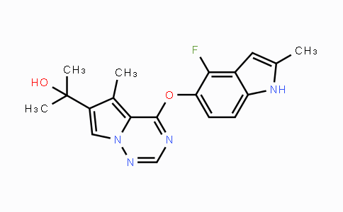 CAS No. 649736-30-1, 2-(4-((4-Fluoro-2-methyl-1H-indol-5-yl)oxy)-5-methylpyrrolo[2,1-f][1,2,4]triazin-6-yl)propan-2-ol