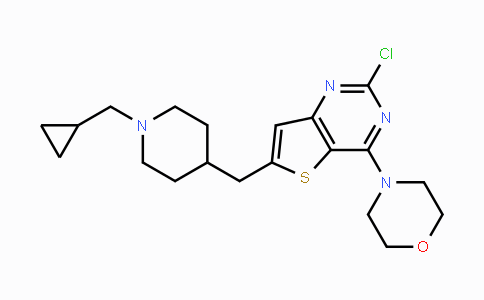 CAS No. 1439824-03-9, 4-(2-Chloro-6-((1-(cyclopropylmethyl)piperidin-4-yl)methyl)thieno[3,2-d]pyrimidin-4-yl)morpholine