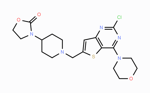 CAS No. 1439823-17-2, 3-(1-((2-Chloro-4-morpholinothieno[3,2-d]pyrimidin-6-yl)methyl)piperidin-4-yl)oxazolidin-2-one
