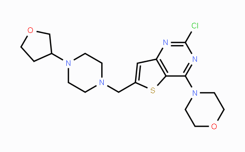 CAS No. 1147422-73-8, 4-(2-Chloro-6-((4-(tetrahydrofuran-3-yl)piperazin-1-yl)methyl)thieno[3,2-d]pyrimidin-4-yl)morpholine
