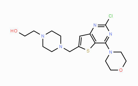 CAS No. 885675-75-2, 2-(4-((2-Chloro-4-morpholinothieno[3,2-d]pyrimidin-6-yl)methyl)piperazin-1-yl)ethanol