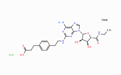 CAS No. 120225-54-9, 3-(4-(2-((6-Amino-9-((2R,3R,4S,5S)-5-(ethylcarbamoyl)-3,4-dihydroxytetrahydro-furan-2-yl)-9H-purin-2-yl)amino)ethyl)phenyl)propanoic acid hydrochloride