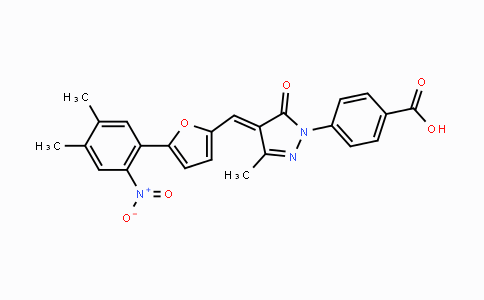 CAS No. 328968-36-1, 4-(4-((5-(4,5-Dimethyl-2-nitrophenyl)furan-2-yl)methylene)-3-methyl-5-oxo-4,5-dihydro-1H-pyrazol-1-yl)benzoic acid