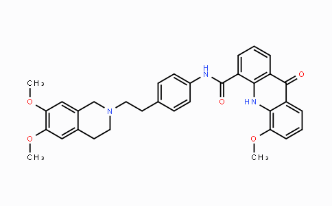 CAS No. 143664-11-3, N-(4-(2-(6,7-Dimethoxy-3,4-dihydroisoquinolin-2(1H)-yl)ethyl)-phenyl)-5-methoxy-9-oxo-9,10-dihydroacridine-4-carboxamide