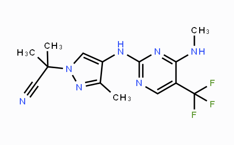 CAS No. 1374828-69-9, 2-Methyl-2-(3-methyl-4-((4-(methylamino)-5-(trifluoromethyl)-pyrimidin-2-yl)amino)-1H-pyrazol-1-yl)propanenitrile