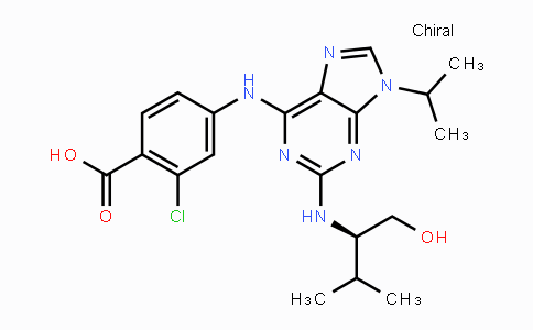 CAS No. 212844-54-7, (R)-2-Chloro-4-((2-((1-hydroxy-3-methylbutan-2-yl)amino)-9-isopropyl-9H-purin-6-yl)amino)benzoic acid