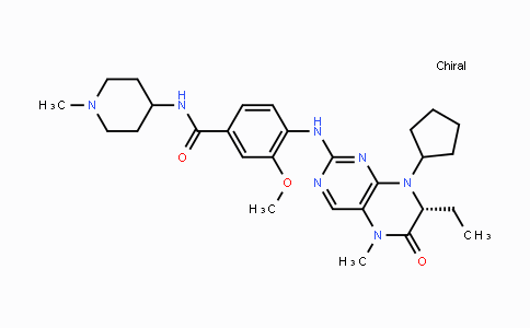 CAS No. 755038-02-9, (R)-4-((8-Cyclopentyl-7-ethyl-5-methyl-6-oxo-5,6,7,8-tetrahydropteridin-2-yl)amino)-3-methoxy-N-(1-methylpiperidin-4-yl)benzamide