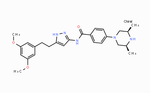 CAS No. 1035270-39-3, N-(5-(3,5-Dimethoxyphenethyl)-1H-pyrazol-3-yl)-4-((3S,5R)-3,5-dimethylpiperazin-1-yl)benzamide