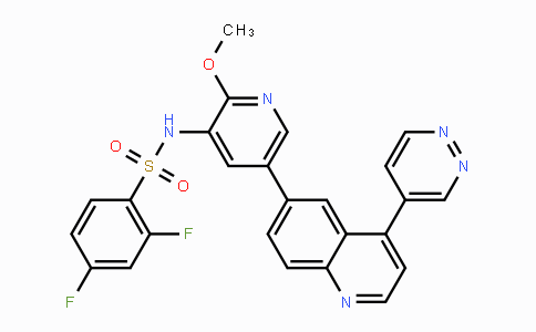 CAS No. 1086062-66-9, 2,4-Difluoro-N-(2-methoxy-5-(4-(pyridazin-4-yl)quinolin-6-yl)pyridin-3-yl)benzenesulfonamide