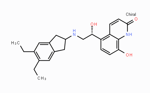 CAS No. 312753-06-3, (R)-5-(2-(5,6-Diethyl-2,3-dihydro-1H-inden-2-ylamino)-1-hydroxyethyl)-8-hydroxyquinolin-2(1H)-one