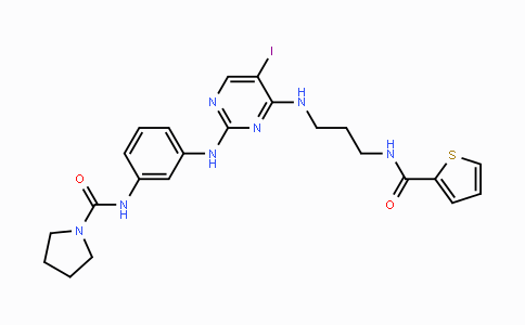 CAS No. 702675-74-9, N-[3-[[5-Iodo-4-[[3-[(2-thienylcarbonyl)amino]propyl]amino]-2-pyrimidinyl]amino]phenyl]-1-pyrrolidinecarboxamide