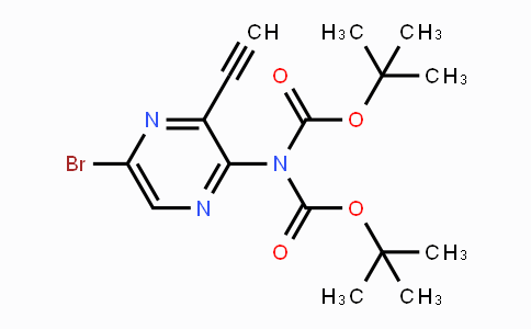 CAS No. 1232423-55-0, tert-Butyl N-(5-bromo-3-ethynylpyrazin-2-yl)-N-[(tert-butoxy)carbonyl]carbamate
