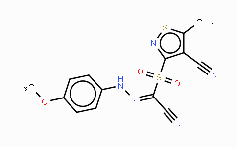 CAS No. 337928-23-1, 3-{[Cyano-2-(4-methoxyphenyl)carbohydrazonoyl]sulfonyl}-5-methyl-4-isothiazolecarbonitrile