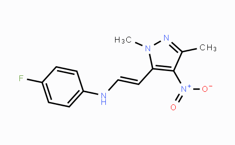 CAS No. 436100-81-1, N-[2-(1,3-Dimethyl-4-nitro-1H-pyrazol-5-yl)vinyl]-4-fluoroaniline