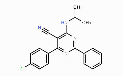 CAS No. 320418-03-9, 4-(4-Chlorophenyl)-6-(isopropylamino)-2-phenyl-5-pyrimidinecarbonitrile