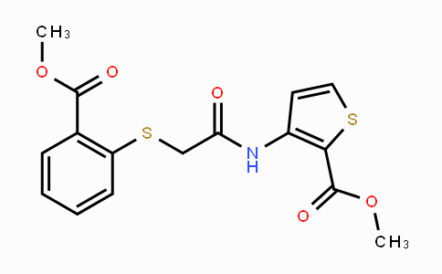 CAS No. 477869-13-9, Methyl 3-[(2-{[2-(methoxycarbonyl)phenyl]sulfanyl}acetyl)amino]-2-thiophenecarboxylate