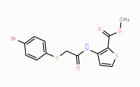 DY117058 | 477869-14-0 | Methyl 3-({2-[(4-bromophenyl)sulfanyl]acetyl}amino)-2-thiophenecarboxylate