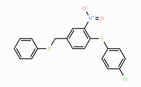 CAS No. 477869-67-3, 4-Chlorophenyl 2-nitro-4-[(phenylsulfanyl)methyl]phenyl sulfide