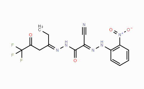 CAS No. 477870-79-4, 2-Cyano-N'-[(E)-1-ethyl-4,4,4-trifluoro-3-oxobutylidene]-2-[(E)-2-(2-nitrophenyl)hydrazono]acetohydrazide