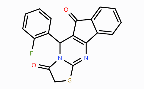 CAS No. 860788-36-9, 5-(2-Fluorophenyl)indeno[1,2-d][1,3]thiazolo[3,2-a]pyrimidine-3,6(2H,5H)-dione